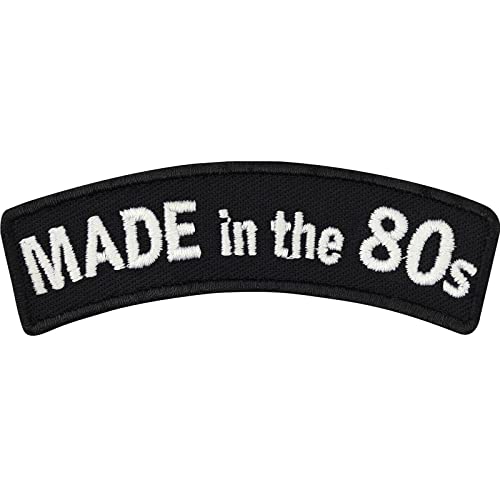 Geburtstagsgeschenk "MADE in the 80s" Achtziger Jahre Party Deko Aufnäher Biker Patch zum annähen/aufbügeln | Geburtstag Applikation für alle Stoffe und Leder | 70x20mm von EXPRESS-STICKEREI