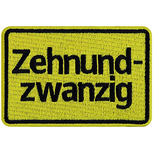 Geburtstagsgeschenk "ZEHNUND-ZWANZIG" Aufnäher 30er Schild Geschenk für Frauen/Männer Geburtstag Karte Patch Biker | Birthday Gift | Applikation für alle Stoffe | 90x60mm von EXPRESS-STICKEREI