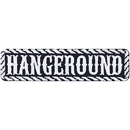 HANGEROUND Aufnäher Rankpatch Aufbügler Biker Patch/Bügelbilder zum annähen | Geschenk für Motorradfahrer Applikation für Jacke/Weste/Jeans/Motorradkoffer | 100x25mm von EXPRESS-STICKEREI