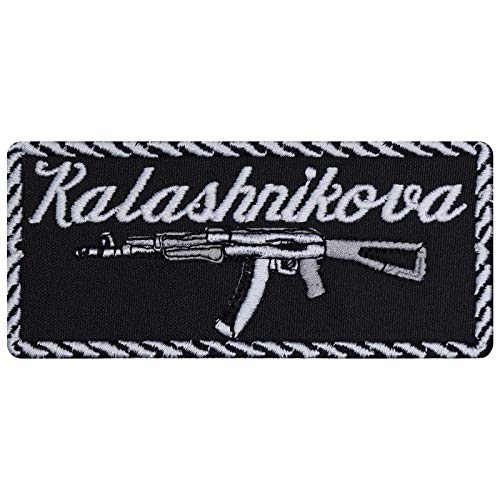 KALASHNIKOVA MG Aufnäher Waffen Aufbügler Tactical Morale Patch zum annähen/aufbügeln Bügelbilder Sticker Jeans Flicken Applikation für alle Stoffe |100x45mm von EXPRESS-STICKEREI