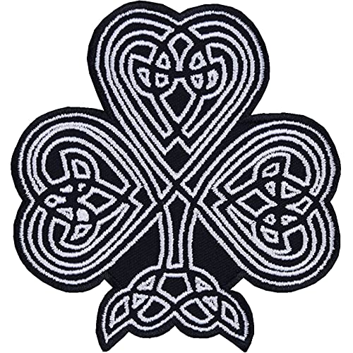 Keltischer Knoten Kleeblatt Aufnäher gestickt - Kelten Symbol Aufbügler Vikings Patch Wikinger Bügelbilder zum annähen/aufbügeln | Wikingerfan Applikation für alle Stoffe | 85x90mm von EXPRESS-STICKEREI