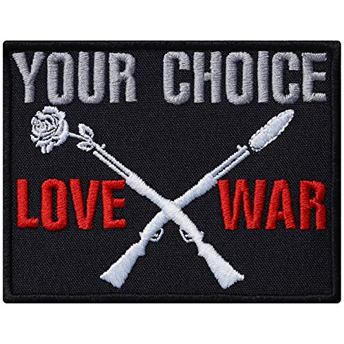 LOVE or WAR - Your choice Aufnäher Aufbügler MG Tactical Morale Patch zum annähen/aufbügeln Bügelbilder Applikation für Jacke/Weste/Jeans/Boots/Uniform | 90x70mm von EXPRESS-STICKEREI