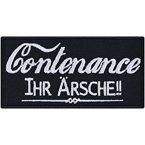 Lustiger Aufnäher "Contenance, ihr Ärsche" Aufbügler Biker Patch zum annähen/aufbügeln | Bügelbilder mit Spruch Sticker Applikation für alle Stoffe | 90x45mm von EXPRESS-STICKEREI