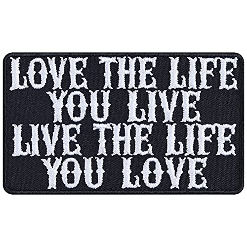 Motivation Sticker "Love the life you live - Live the life you LOVE" Aufbügler/Patch zum annähen/aufbügeln | Entrepreneur Influencer Aufnäher Geschenk Applikation für alle Stoffe | 85x50mm von EXPRESS-STICKEREI