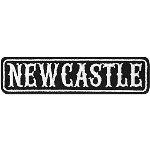 Motorrad Jacke Aufnäher Newcastle Sticker Biker Patch zum annähen/aufbügeln | Newcastle Rangabzeichen Rankpatch für alle Stoffe | Motorcycle Applikation | 100x25mm von EXPRESS-STICKEREI