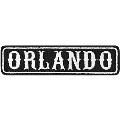 Motorrad Jacke Aufnäher Orlando Sticker zum annähen/aufbügeln | Orlando Biker Patch Rangabzeichen Rankpatch für alle Stoffe | Motorcycle Applikation | 100x25mm von EXPRESS-STICKEREI