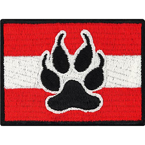 Österreich Aufnäher Flagge K9 Polizei Hund Austria Patch | K9 Aufbügler Police Dog Patch/Bügelbild | Hundepfoten Applikation zum annähen für Leine/Brustgeschirr | 70x50mm von EXPRESS-STICKEREI