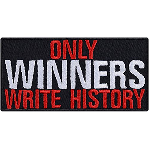 ONLY WINNERS WRITE HISTORY | Gewinner Aufnäher Aufbügler mit Stickerei Motivation Patch Winston Churchill Historiker Geschenk für Gewinner DIY Applikation für alle Stoffe 90x45mm von EXPRESS-STICKEREI