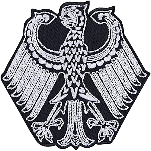 Deutschland Aufnäher Deutscher Adler Aufbügler zum annähen/aufbügeln | Eagle Patch Germany Biker Bundesadler Abzeichen Deutsch-Rock Fan Applikation für alle Stoffe | 85x85mm von EXPRESS-STICKEREI