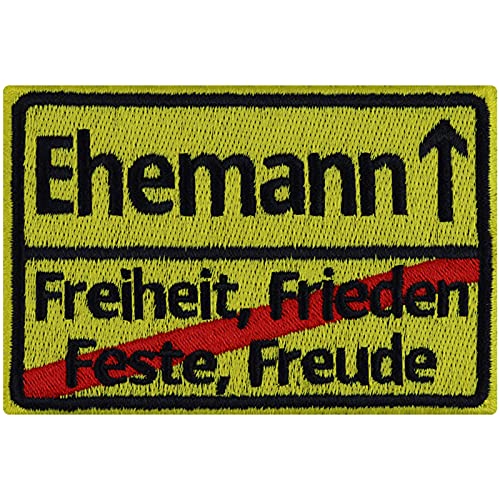 "EHEMANN - Freiheit, Feste, Freude" Hochzeitsgeschenk Aufnäher Junggesellenabschied/Polterabend | Wedding Patch Bridal Shower Gift/Geschenk Applikation für alle Stoffe | 90x60mm von EXPRESS-STICKEREI