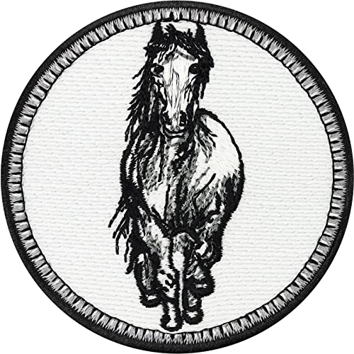 PFERDE Aufnäher Gestickter Aufbügler heimische Tiere Mädchen Geschenk Reitsport Patch Pferdesport Abzeichen | Wetterfester Aufkleber mit Stickerei Emblem Pferd Aufbügler zum Jeans flicken | 70x70mm von EXPRESS-STICKEREI