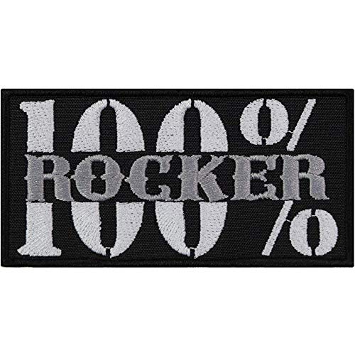 Rocker Aufnäher "100% Rocker" Aufbügler Biker Patch zum annähen/aufbügeln | Jeans Flicken/Bügelbilder Motorradzubehör Rockabilly Rock n' Roll Applikation für alle Stoffe | 100x50mm von EXPRESS-STICKEREI