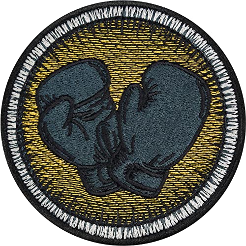 Boxer Aufnäher/Aufbügler gestickt Boxhandschuh Patch zum annähen/aufbüglen | Kampfsport Sticker Muay Thai Boxing | Boxkampf Applikation für alle Stoffe | 75x75mm von EXPRESS-STICKEREI