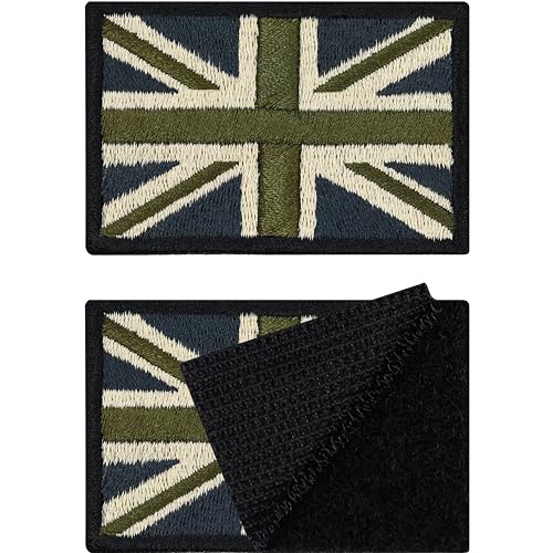 Patches Klett Britain | Klett Patch Braun Großbritannien hook and loop Patch Velkro, Klett Patch, Militär Patch mit Klettverschluss Tactical Morale Patches mit Klett | 40x60mm von EXPRESS-STICKEREI