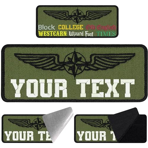 Pilot Patch Personalisiert mit Klettverschluss | Klettpatch personalisieren | Aufnäher mit Klett | Piloten Patch Namensschilder für Uniform | Aufbügler Patch (Pilot 2 custom Patch green) von EXPRESS-STICKEREI