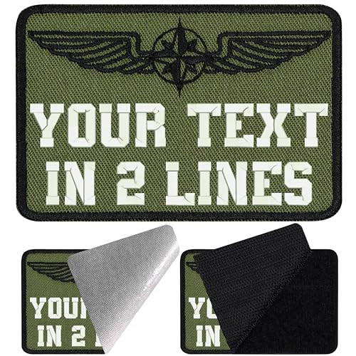 Pilot Patch Personalisiert mit Klettverschluss | Klettpatch personalisieren | Aufnäher mit Klett | Piloten Patch Namensschilder für Uniform | Aufbügler Patch (Pilot 3 custom Patch green) von EXPRESS-STICKEREI