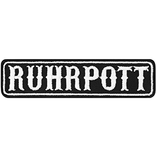 RUHRPOTT Biker Aufnäher Deutschland Motorrad Club Rankpatch | Applikation zum annähen/aufbügeln |Ruhrpott Motorcycle MC Abzeichen Aufbügler Namensschild | 100x25mm von EXPRESS-STICKEREI