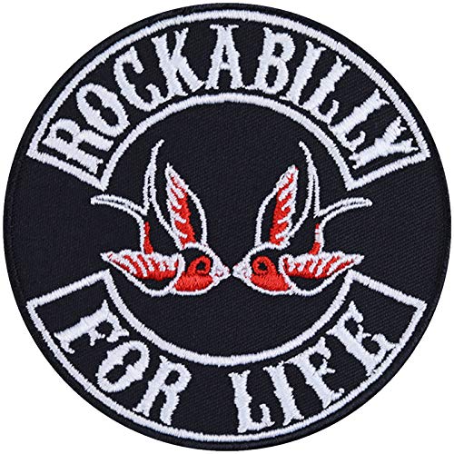 ROCKABILLY for life Aufnäher/Aufbügler Biker Patch zum annähen/aufbügeln | Rocker Bügelbilder Geschenk Motorradzubehör Applikation für Lederjacke/Weste/Jeans | 90x90mm von EXPRESS-STICKEREI