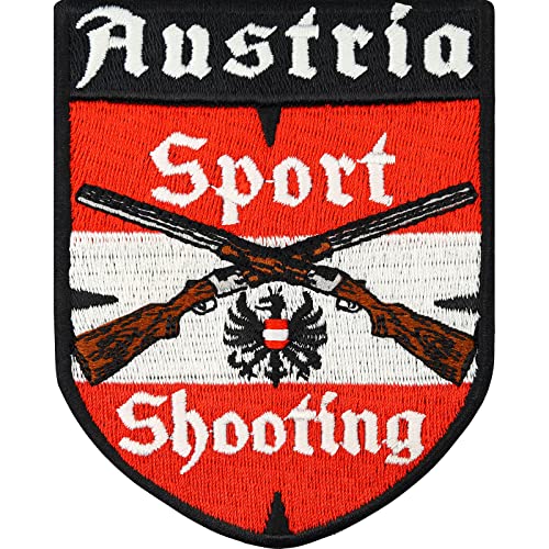 SPORTSCHÜTZEN Aufnäher Österreich Abzeichen Sport Shooting Aufbügler Jäger Patch zum annähen | Austria Jagd Geschenk für Sportschütze | Bügelbild für alle Stoffe | 70x90mm von EXPRESS-STICKEREI