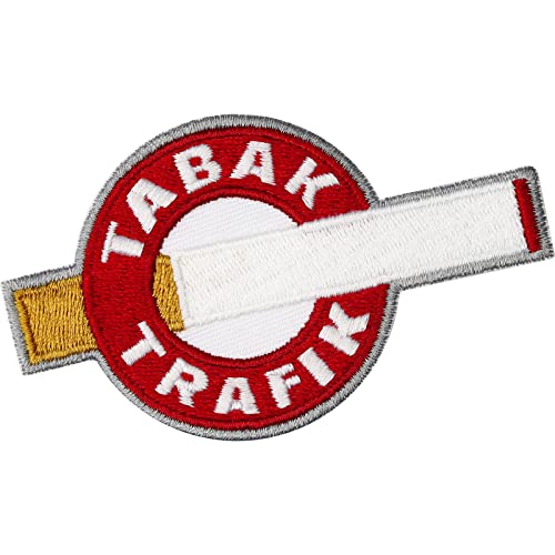 Tabak Trafik Schild Zigaretten Patches Tabak Trafik Aufnäher Aufbügler Österreich Patches zum aufbügeln/aufnähen | lustige Patches Bügelbilder für alle Stoffe | 80x45mm von EXPRESS-STICKEREI