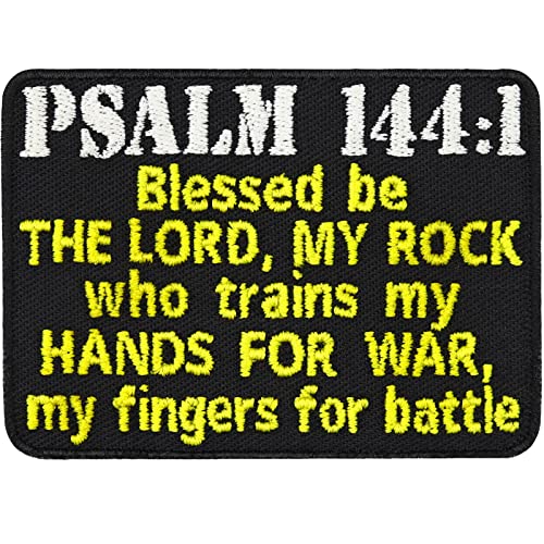 Tactical Morale Patch "Blessed be the lord, who trains my hands for war" Abzeichen Bundeswehr Aufnäher Bibel Spruch Psalm | Army Geschenk Sticker für alle Stoffe | 70x50mm von EXPRESS-STICKEREI