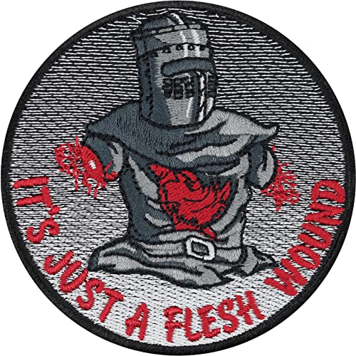 Tactical Morale Patch | It's just a flesh wound | Aufnäher Militär Abzeichen Biker Aufbügler - schwarzer Ritter Bügelbild | DIY Applikation zum annähen/aufbügeln | 80x80mm von EXPRESS-STICKEREI