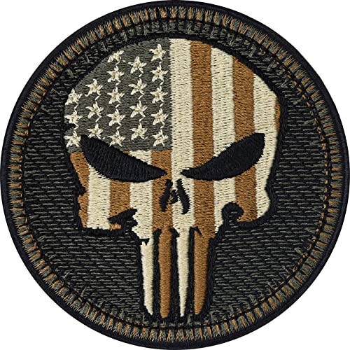 Tactical Morale Patches Aufnäher US Army Punisher Patch zum aufbügeln/aufnähen | Totenkopf Applikation für alle Stoffe | Militär Patch Accessoires | 75x75mm von EXPRESS-STICKEREI