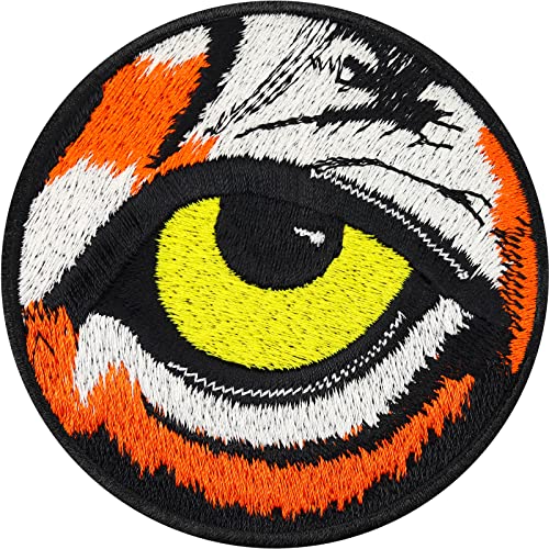 Tiger Eye - Tiger Auge Aufnäher bengalischer Tiger Aufbügler Klimaschutz Zeichen Save the Tiger Abzeichen gesticktes Kunstwerk Emblem zum annähen/aufbügeln | 80x80mm von EXPRESS-STICKEREI