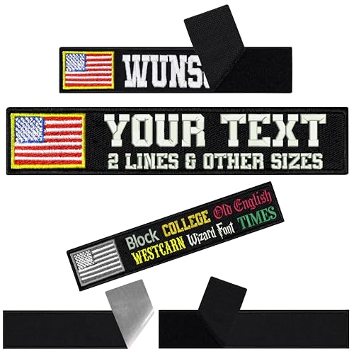 USA Fahne Klett Patch selbst gestalten | personalisiertes Namensschild für Bekleidung | Aufbügler oder Patch Klett für Uniform, Rennanzug Sportbekleidung mit USA Flagge 125x25mm von EXPRESS-STICKEREI