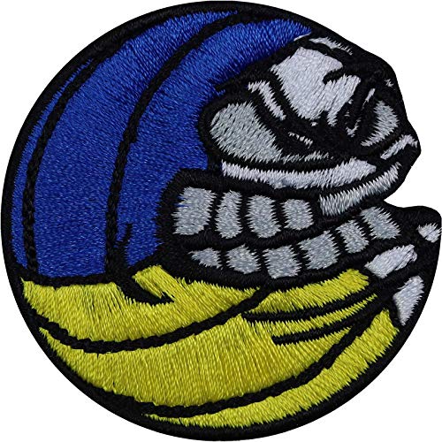 VOLLEYBALL Aufnäher Sport Patch zum annähen/aufbügeln - lustiger Aufbügler Smiley Bügelbilder Volleyballfan Verein Geschenk Jacken/Trikot/T-Shirts/Jeans/Sporttaschen 50x50mm von EXPRESS-STICKEREI