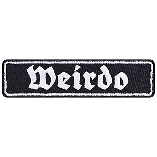 WEIRDO Aufnäher/Aufbügler/Patch zum annähen/aufbügeln | Influencer crazy Spaß Bügelbild | Geschenk für besten Freund Applikation für alle Stoffe | 100x25mm von EXPRESS-STICKEREI