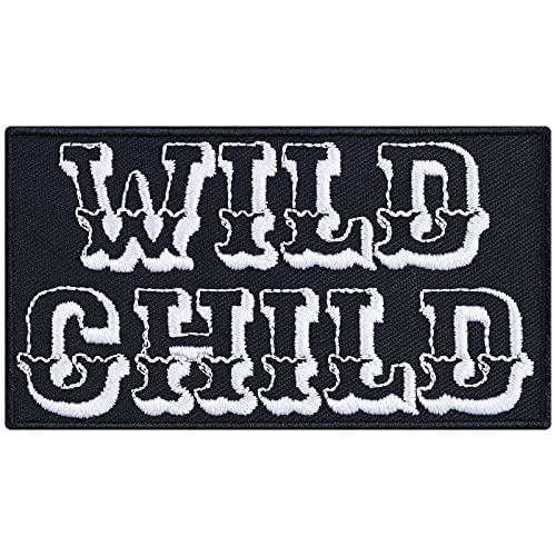 WILD CHILD Aufnäher zum annähen/aufbügeln | Lady Biker girl Aufbügler Bad Girl Patch/Bügelbilder | Geschenk für Männer/Frauen Applikation für Jacke/Boots/Jeans/Tasche | 90x50mm von EXPRESS-STICKEREI