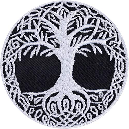 Baum des Lebens YGGDRASIL Aufnäher Wikinger Weltenbaum Aufbügler Viking Patch zum aufbügeln/annähen | nordischer Lebensbaum Tree of life Wikinger Geschenk Applikation | 60x60mm von EXPRESS-STICKEREI