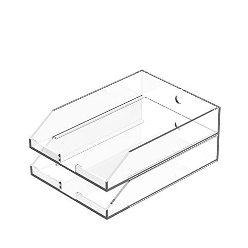 EXPUTRAN Stapelbare Acryl-Papierablagen, Schreibtisch-Ordner, A4-Papierhalter, Briefablage, 2 Stück von EXPUTRAN