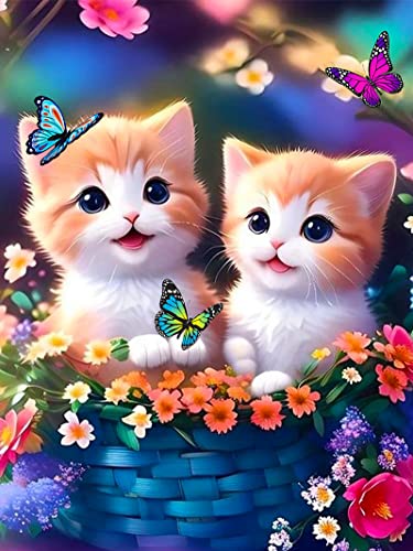 EXQUILEG 5D DIY Diamond Painting Katze, Leinwand Malerei Bilder Painting für Kinder Erwachsene,Wohnzimmer Schlafzimmer Büro Wand Und Eingang Dekoration von EXQUILEG