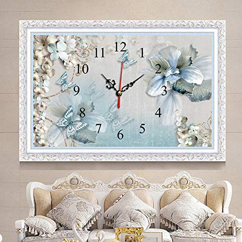 EXQUILEG 5D Diamant Malerei DIY Kristall Diamant Stickerei Painting Kreuzstich Diamond Dekoration-Uhr (Schmetterling 40x60cm) von EXQUILEG