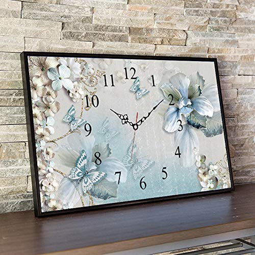 EXQUILEG 5D Diamant Malerei DIY Kristall Diamant Stickerei Painting Kreuzstich Diamond Dekoration-Uhr (Schmetterling 53x80cm) von EXQUILEG