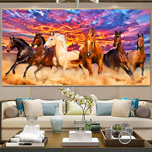 EXQUILEG 5D Diamond Painting Pferd Diamant Painting Kit DIY Diamond Painting Set Full Mosaikherstellung Crystal Rhinestone Embroidery Diamant Malerei für Home Wall Déc (A,120 * 60cm) von EXQUILEG