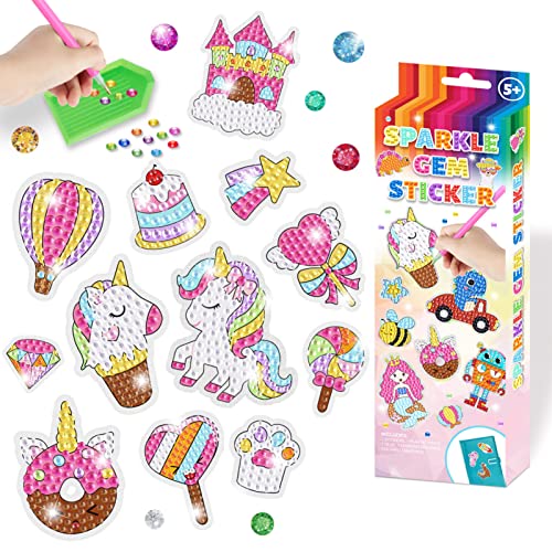 EXQUILEG 5D Diamond Painting Set für Kinder, DIY Einhorn Alpaka Tiere Diamant Aufkleber Kit, Diamant Malerei Kits, DIY Diamant Painting Kit für Kinder und Erwachsene Anfänger (#1) von EXQUILEG