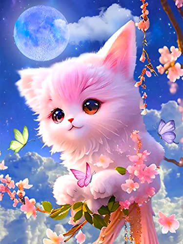 EXQUILEG Diamant Painting Katze 5D, DIY Diamond Painting Kit für Erwachsene und Kinder DIY malen nach Zahlen für Zuhause und Wanddekoration (40 * 50cm,A) von EXQUILEG