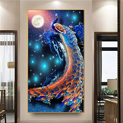 EXQUILEG Diamond Painting Pfau Diamond Painting Set 5d Diamant Painting Bilder Groß DIY Diamond Painting Tier Kits für Kinder und Erwachsene, Diamant Malerei Kits für Home Wanddeko (120 * 60cm) von EXQUILEG