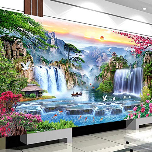 EXQUILEG Diamond Painting Set Diamond Painting Wasserfall 5D Diamond Painting Erwachsene Landschaft Full Diamant Bilder DIY Kreuzstich Bilder Home Wand Dekor (100 * 50cm) von EXQUILEG