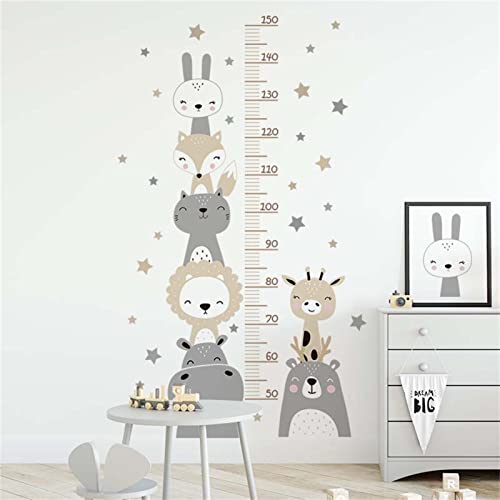 EXQUILEG Kinder Höhe Diagramm Wandtattoo Messlatte Kind Wald Tiere Wandaufkleber, Abnehmbar DIY Wandbild Wandsticker für Kinderziemmer Dekoration (Grau) von EXQUILEG