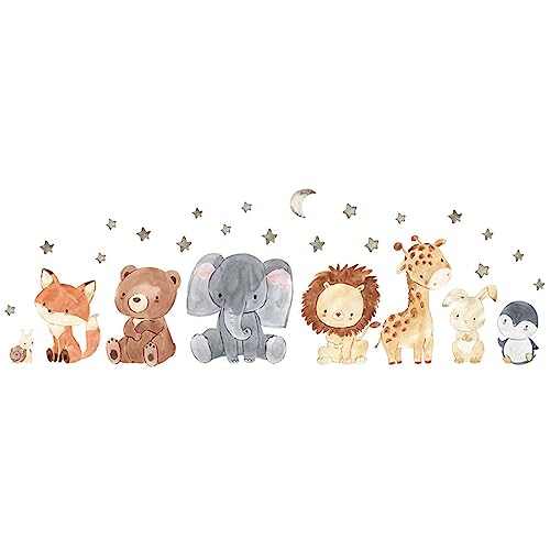 EXQUILEG Wandtattoo kinderzimmer Tiere Wand Stickers Kinderzimmer Elefant Pinguin Giraffe Kaninchen Wandsticker Wanddeko Aufkleber für Kinder Babyzimmer von EXQUILEG