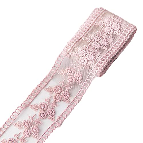 EXQULEG 15 Yard Spitze Baumwollspitze 4cm Breite Spitzenbordüre Spitzenband,Vintage Deko Schleifenband Geschenkband für Nähen DIY Handwerk Hochzeit Party Weihnachten Deko (Rosa) von EXQULEG