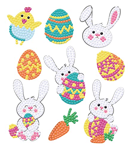 EXQULEG 36pcs Diamond Painting Ostern, 5D Diamant Painting Kits, DIY Diamant Malerei Bilder Ostereier Hase Kaninchen und Küken, als Ostern Geschenk für Kinder Jungen und Mädchen (J-9pcs-4) von EXQULEG