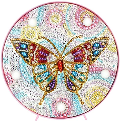 EXQULEG 5D DIY Diamant Malerei Diamond Painting Kit mit LED Nachtlichtern Dekoration Nachtlicht für Home Schlafzimmer Decoration (Schmetterling) von EXQULEG