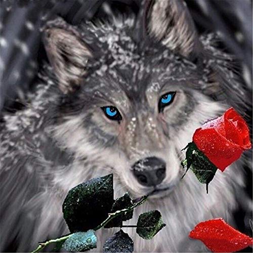 EXQULEG 5D Diamant Painting Set, DIY Diamant Painting Wolf Full Bohrer Diamond Malerei Wandkunst Wohnzimmer Schlafzimmer Wanddekoration (B,60X60cm) von EXQULEG