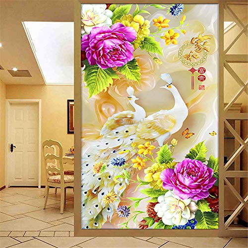 EXQULEG 5D Diamond Painting Rhinestone Hand Handwerk Malerei DIY Mosaik Bild Handarbeit Basteln Wohnkultur (Pfau 4, 60 x 120 cm) von EXQULEG