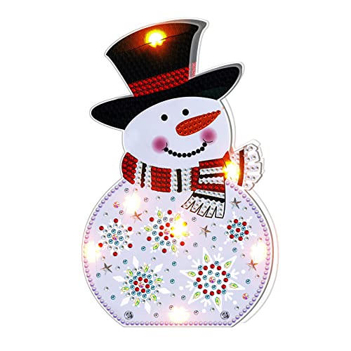 EXQULEG 5D Diamond Painting Weihnachten Deko, Diamant Painting Anhänger mit LED, Diamant Malerei Nachtlicht Deko Lampe DIY Party Deko Weihnachtsdeko Handwerk Geschenk (BJD03) von EXQULEG